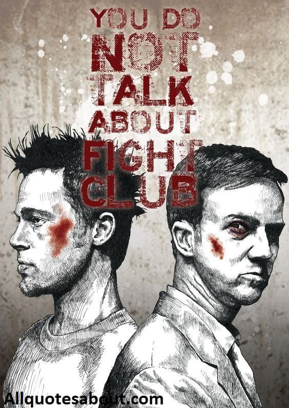 Iconic Fight Club quote with a dark cinematic background