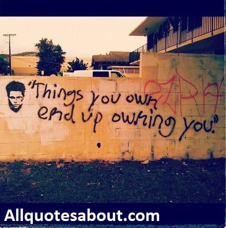 Famous Fight Club quote with bold red and black design