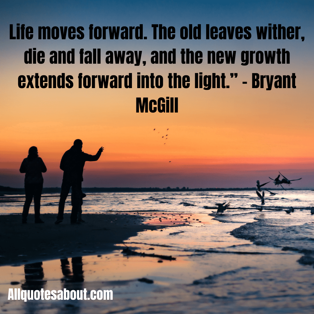 Illustrated graphic featuring a moving on quote for her