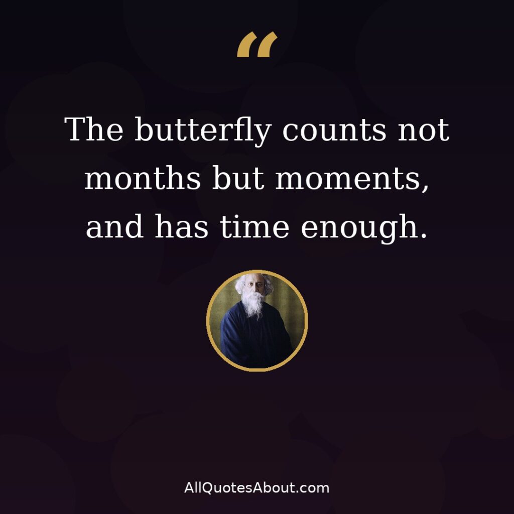 The butterfly counts not months but moments – Rabindranath Tagore quote card