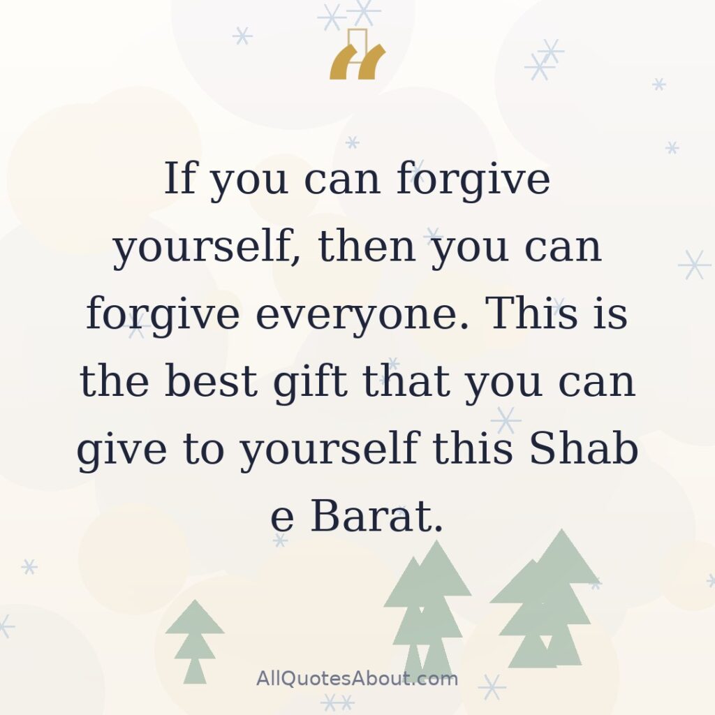 If you can forgive yourself, then you can forgive everyone. This is the best gift that you can give to yourself this Shab e Barat. quote card