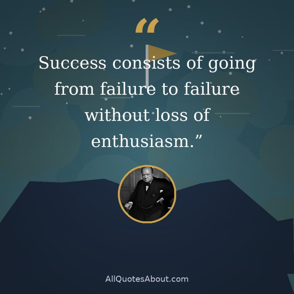 Success consists of going from failure to failure without loss of enthusiasm. quote card