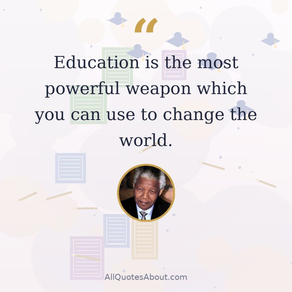 Education is the most powerful weapon which you can use to change the world quote card