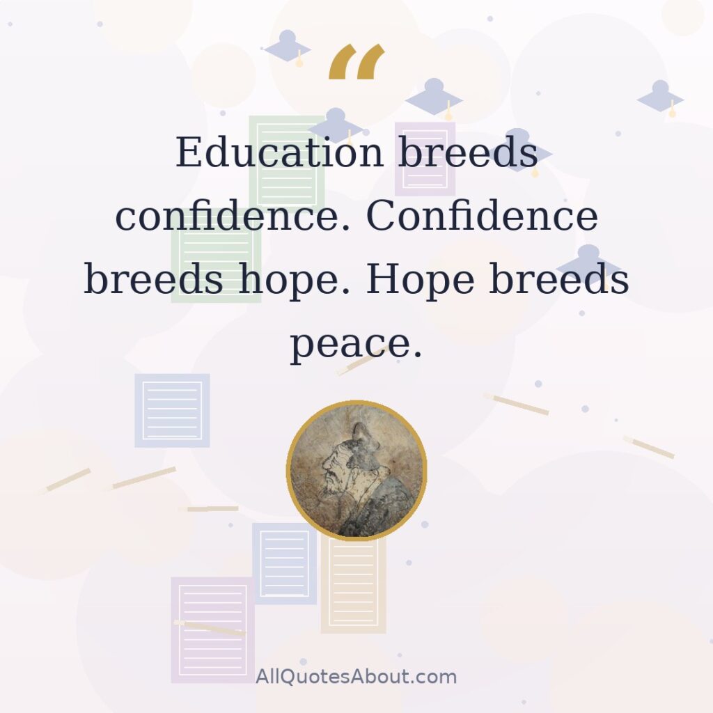 Education breeds confidence. Confidence breeds hope. Hope breeds peace. quote card