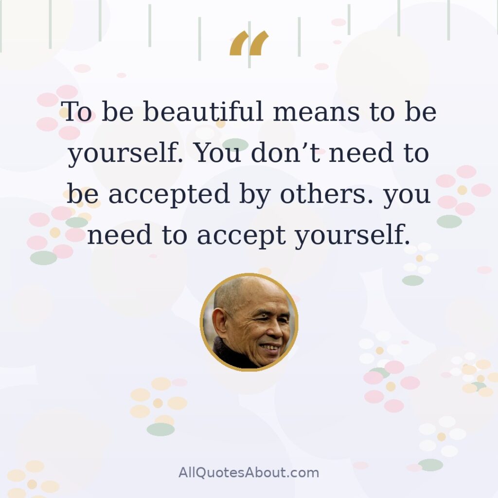 To be beautiful means to be yourself. You don't need to be accepted by others. you need to accept yourself. quote card