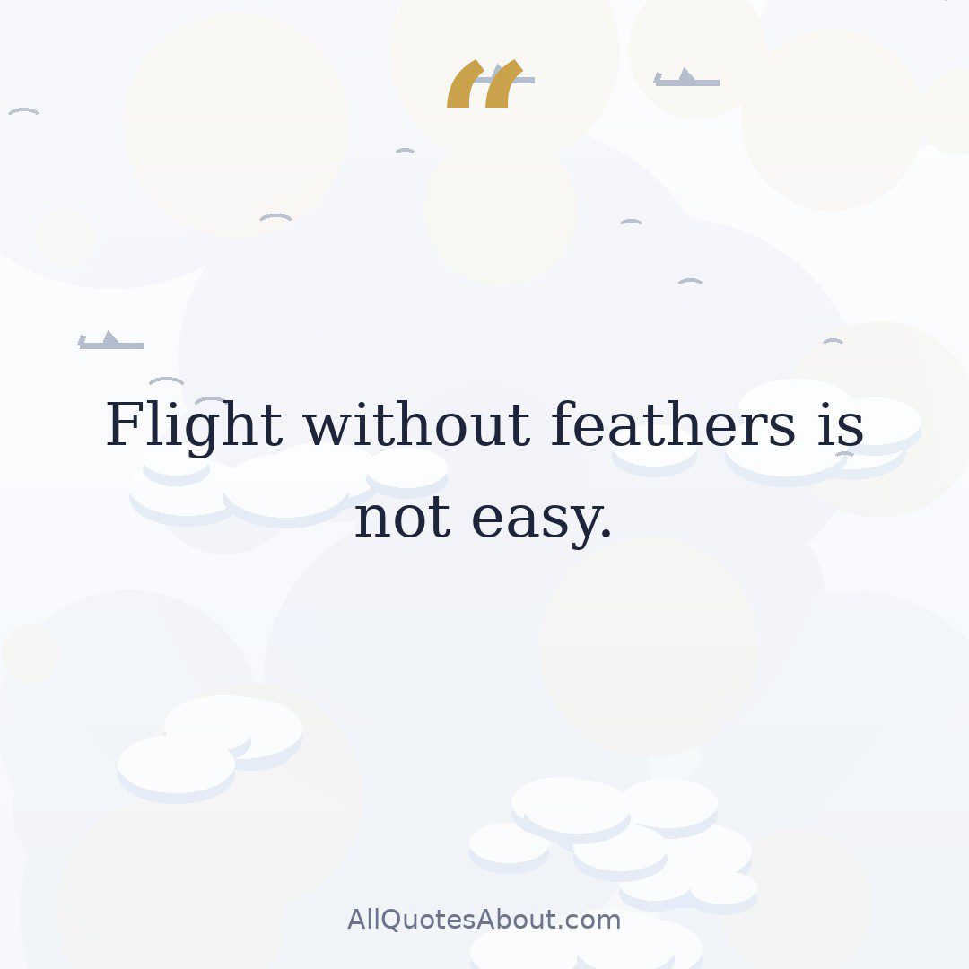 Flight without feathers is not easy. quote card