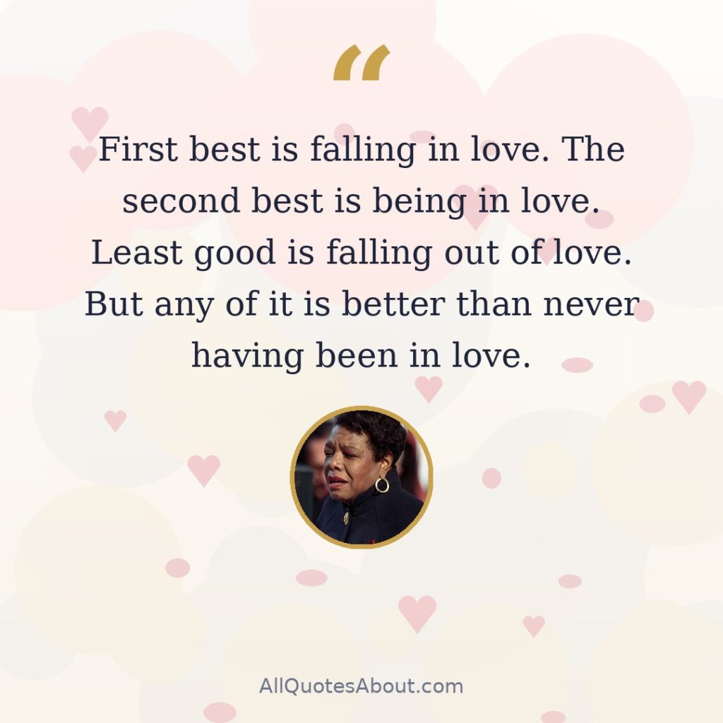 First best is falling in love. The second best is being in love quote card