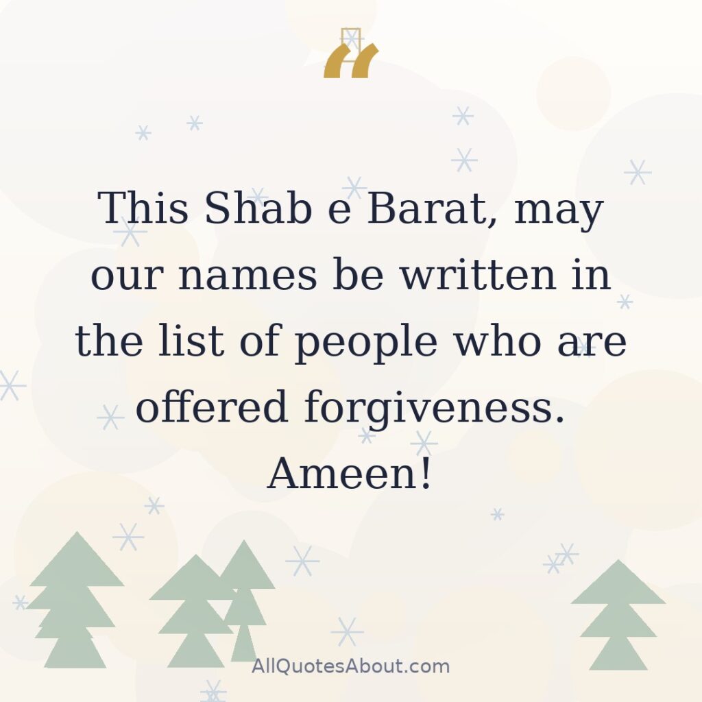 This Shab e Barat, may our names be written in the list of people who are offered forgiveness. Ameen! quote card