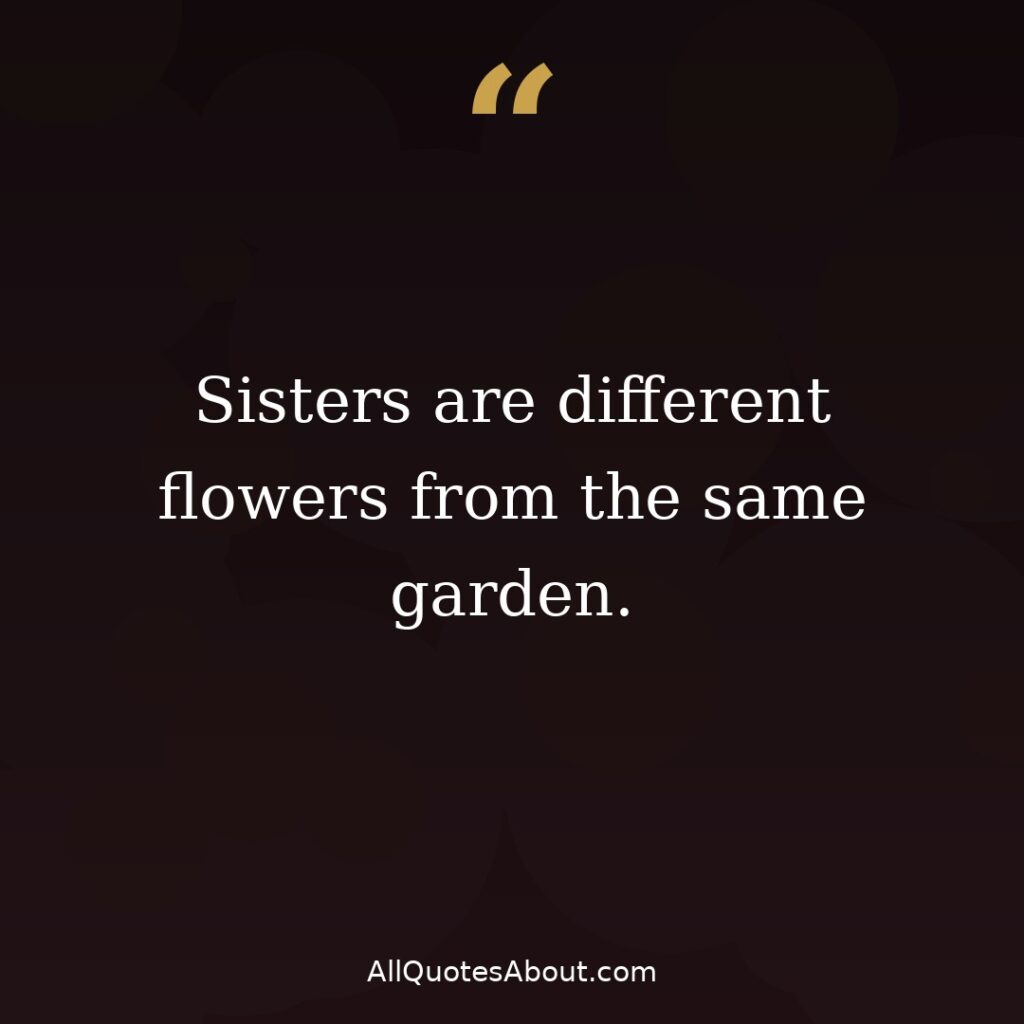 Sisters are different flowers from the same garden quote card