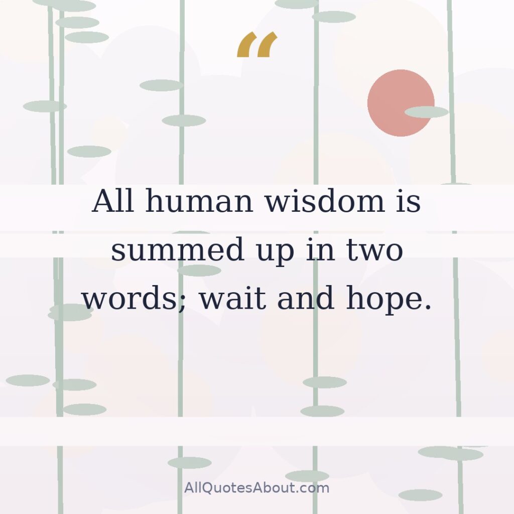 All human wisdom is summed up in two words; wait and hope. quote card